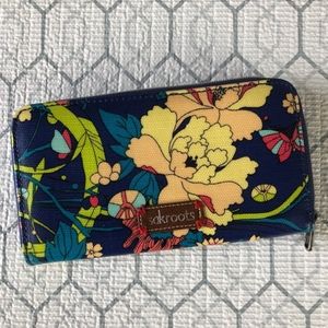 Sakroots Peace Blue Floral Coated Canvas Wallet